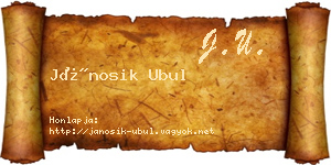 Jánosik Ubul névjegykártya